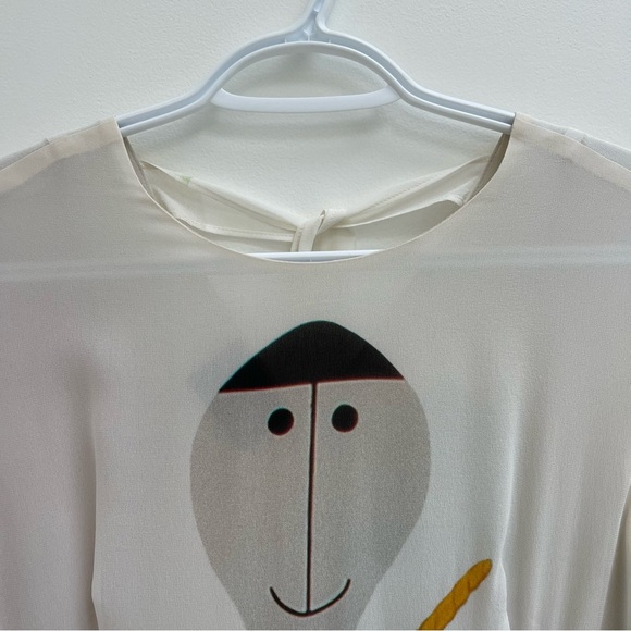 AKRIS Alex Girard Multicolor Abstract Long Sleeve Silk layered maxi dress size 4 - Picture 7 of 11